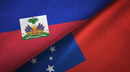 Haiti and Samoa two flags textile cloth, fabric texture
