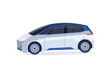 electric car icon eco friendly vehicle city transport concept flat horizontal white background