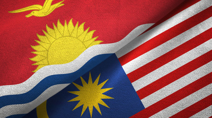 Kiribati and Malaysia two flags textile cloth, fabric texture