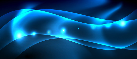 Neon glowing lines, magic energy space light concept, abstract background wallpaper design