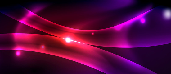 Glossy glowing neon light wave background