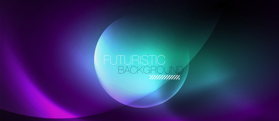 Shiny neon color light with circles abstract background