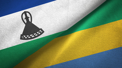 Lesotho and Gabon two flags textile cloth, fabric texture
