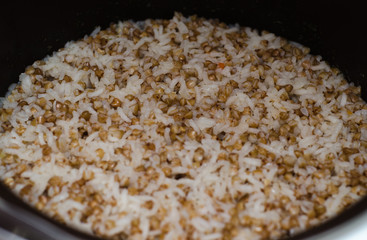 rice porridge with buckwheat in a plate