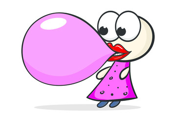 Crazy girl and chewing gum