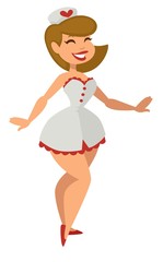 Woman in sexy nurse costume Halloween party or carnival