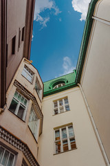 Closeup photo of modern building on Tallinn street, Estonia