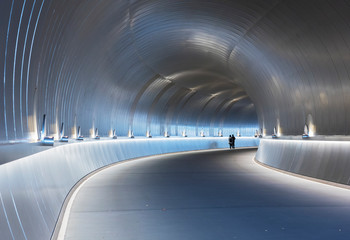 Kyoto, Japan - November 23, 2018 : the futuristic tunnel towards the entrance of Miho museum which...