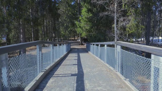 Over some bridge in beautiful norwegian forest