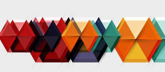 Geometric triangle and hexagon abstract background, vector illustration