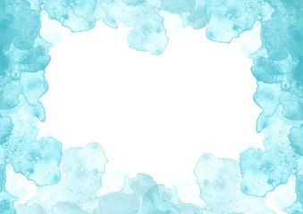 Fototapeta premium Watercolor card, greeting card of blue, abstract spot. Splash, bright streaks of paint. Vintage postcard, business card, invitation. New Year card. Blue background