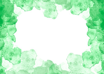 Watercolor abstract green spot, blot. Colorful vintage background. Expressive abstract watercolor stain with splashes. Abstract green watercolor on white background.The color splashing on the paper.