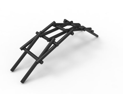 Leonardo Da vinci self supporting bridge isolated in white background