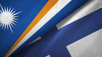 Marshall Islands and Finland two flags textile cloth, fabric texture