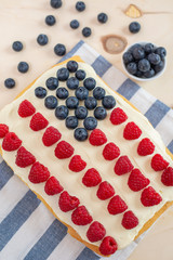 USA Flag Cake, Patriotic 4th of July Dessert on a table