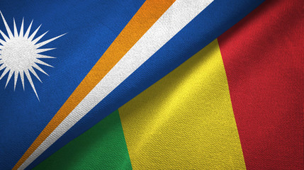 Marshall Islands and Mali two flags textile cloth, fabric texture