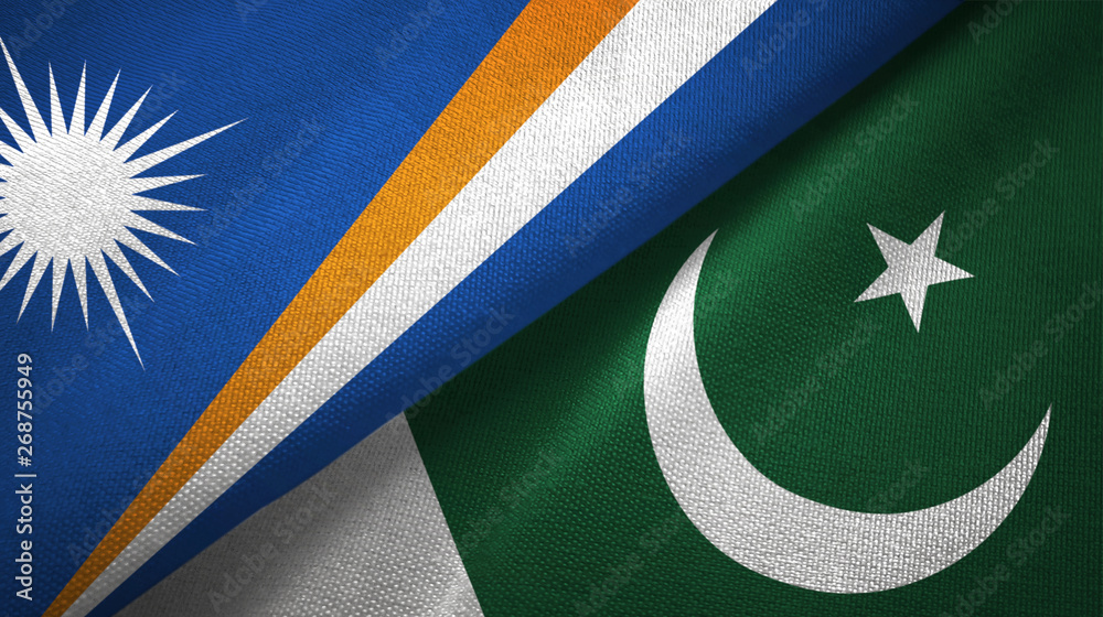 Wall mural marshall islands and pakistan two flags textile cloth, fabric texture