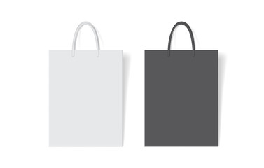 white and black paper bag on white background vector mock up