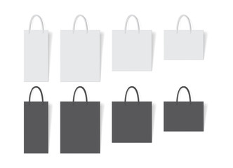 white and black paper bag on white background vector mock up