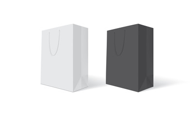 Naklejka premium white and black paper bag on white background vector mock up