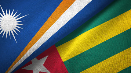 Marshall Islands and Togo two flags textile cloth, fabric texture
