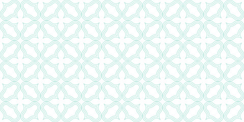 Fototapeta premium Line geometric abstract pattern seamless green line on white background.