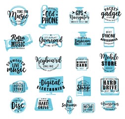 Electronic digital gadgets and devices, lettering