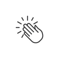 Obraz premium Clapping hands line icon. linear style sign for mobile concept and web design. Praying hands outline vector icon. Symbol, logo illustration. Vector graphics