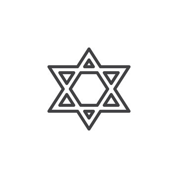 Star of David line icon. linear style sign for mobile concept and web design. Magen David star outline vector icon. Judaism religion symbol, logo illustration. Vector graphics