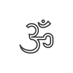 Hindu Om Aum line icon. linear style sign for mobile concept and web design. Hinduism Om outline vector icon. Buddhism religion symbol, logo illustration. Vector graphics