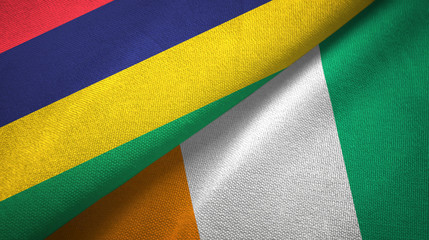 Mauritius and Cote d'Ivoire Ivory coast two flags textile fabric texture