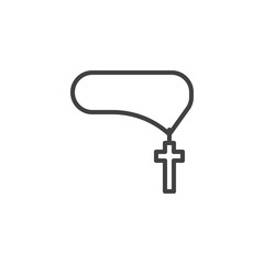 Religion cross pendant line icon. linear style sign for mobile concept and web design. Holy cross with chain necklace outline vector icon. Symbol, logo illustration. Vector graphics