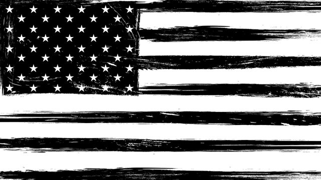 Vintage grunge USA black and white flag