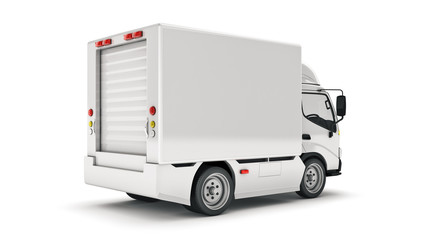 white delivery truck. 3d rendering