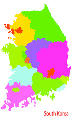 Map of South Korea blank no name vector quality colour  line