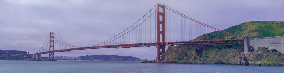 Golden Gate Bridge seen from Fort Baker sharp from end to end