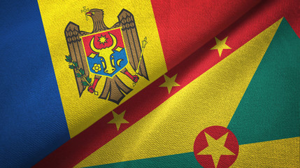 Fototapeta premium Moldova and Grenada two flags textile cloth, fabric texture