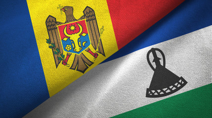 Moldova and Lesotho two flags textile cloth, fabric texture