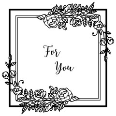 Vector illustration greeting card for you with decoration beautiful flower frame