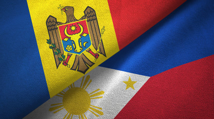 Moldova and Philippines two flags textile cloth, fabric texture