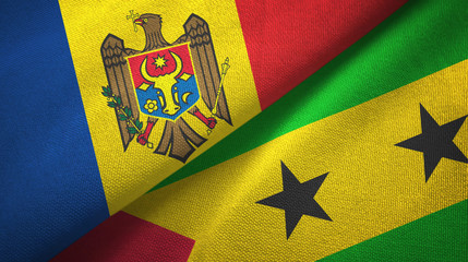 Moldova and Sao Tome and Principe two flags textile cloth, fabric texture