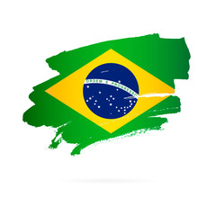 Brazilian flag. Brush strokes drawn by hand.
