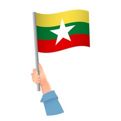 Burma flag in hand icon