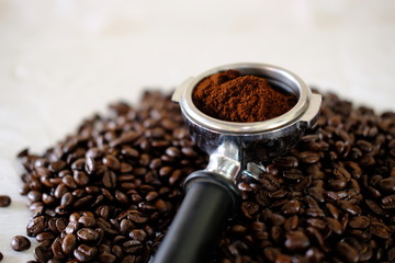 Coffee bean and coffee powder background