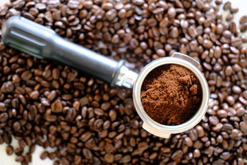 Coffee bean and coffee powder background