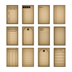 Vintage notepad stationery set vector design retro memo, note, daily plan, weekly plan, sheet