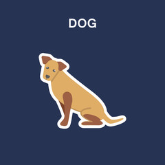 Dog flat vector icon sticker