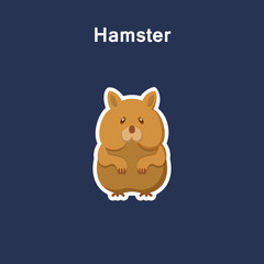 Hamster flat icon sticker.