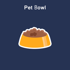 Pet bowl flat icon sticker.