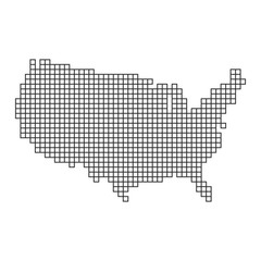 Pixel art design of map of America. Vector illustration.